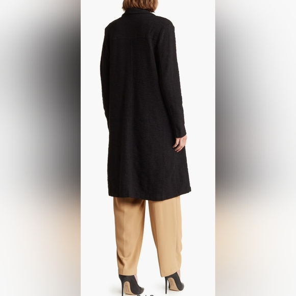 Steve Madden Black Slub Knit Open Cardigan Sweater Jacket Sz Large Shawl Collar - Picture 2 of 14